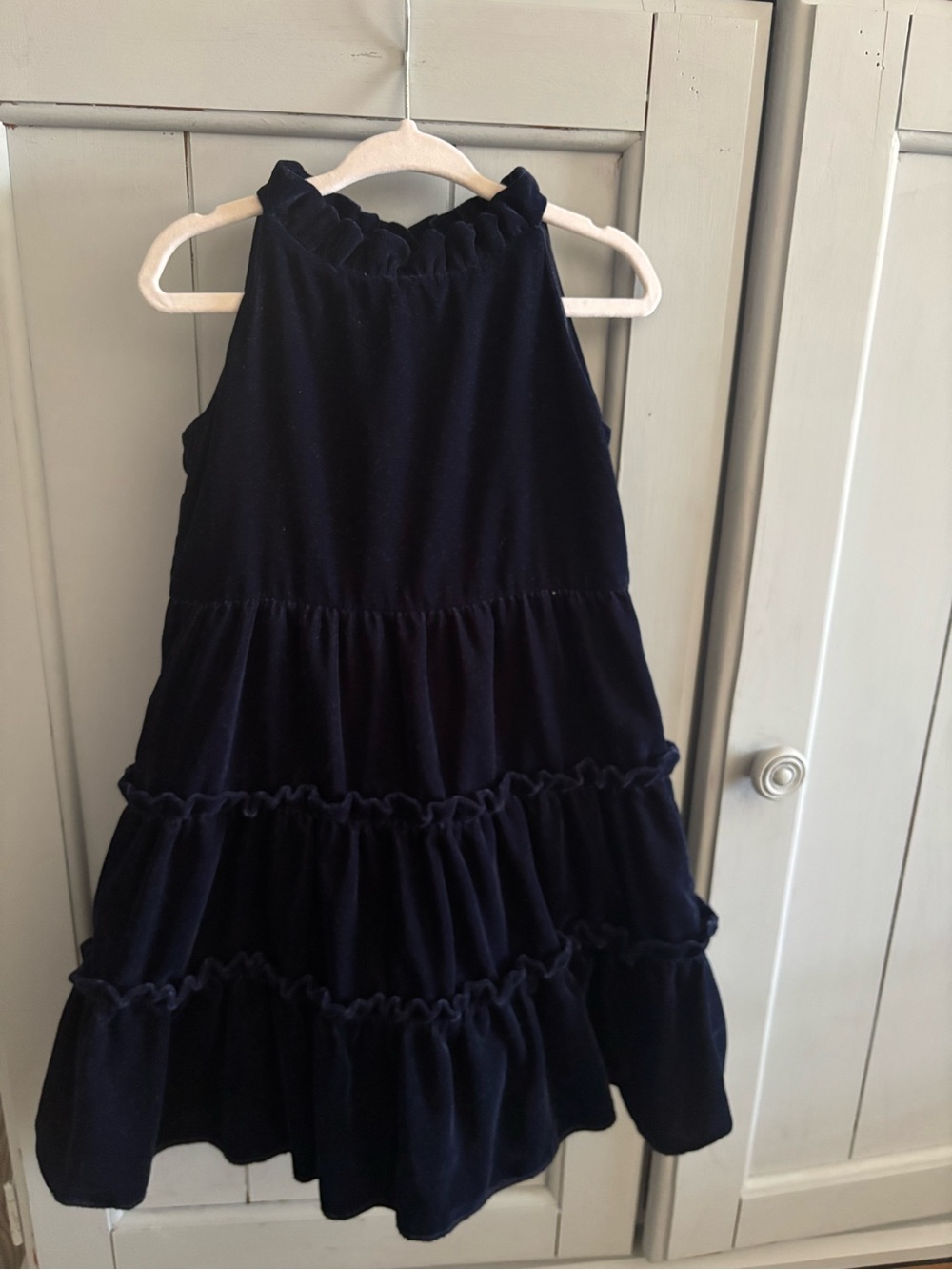 Janie and Jack Navy Velvet Tiered Halter Dress